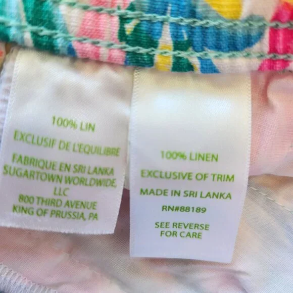 Lilly Pulitzer Taron Linen Tropical Print Lounge Pants Summer Vacation Casual - Picture 7 of 9